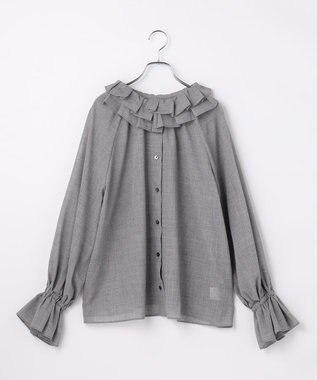 #Newans 【前後着用可能】【高山都さんコラボ】ビッグカラー２WAYブラウス グレー