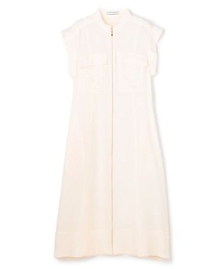 BEIGE， BERNARD / リネン混 フロントジップ スタンドカラードレス Ecru