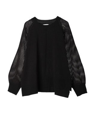 Green Parks ショルダーメッシュニットプルオーバー Black