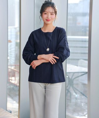 Tiaclasse ラメリブドルマントップス ネイビー