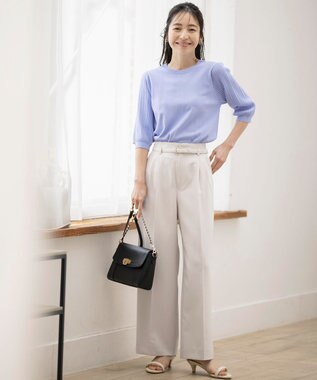 ANY SIS S 【接触冷感 ・UVケア】シアースリーブ ニット ライトブルー