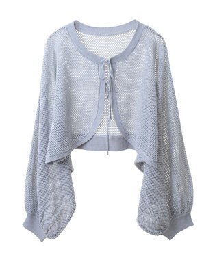 earth music&ecology リボンメッシュボレロ Light Gray