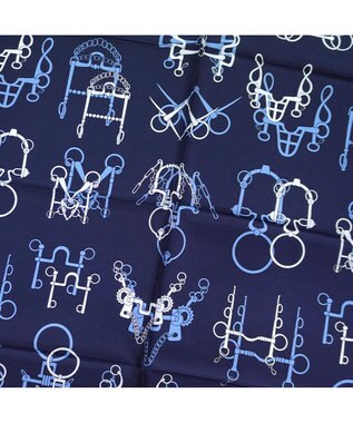 Marca ＜秋の新作＞【Marcaオリジナル】馬具＆ペイズリー 小判 シルクツイル スカーフ ネイビー