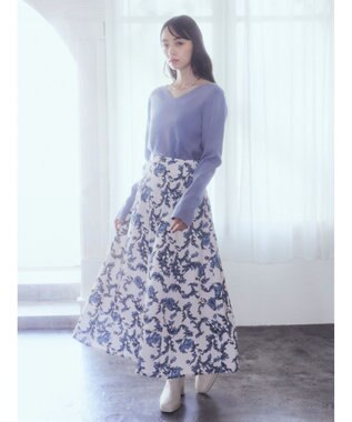 earth music&ecology バックレースアップスカート Ecru