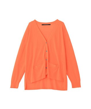 YECCA VECCA ハイゲージミドル丈Vネックカーディガン Orange