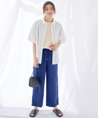 ANY 【新色追加/洗濯機可/ウエストゴム/接触冷感/UVケア/6色展開】清涼リラックスパンツ ブルー