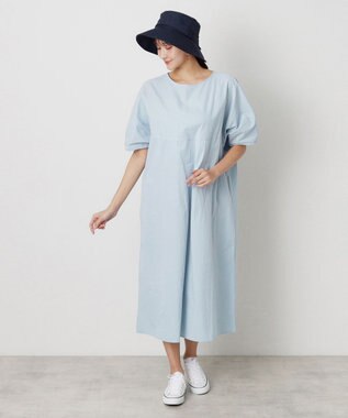 MOONBAT 【洗える】FURLA(フルラ) シャンブレー中つばダウンハット ネイビーブルー