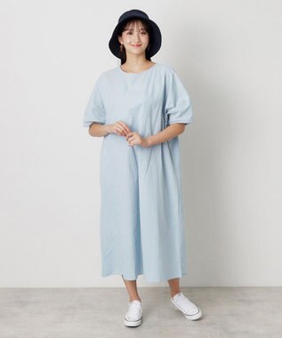 MOONBAT 【洗える】FURLA(フルラ) シャンブレー中つばダウンハット ネイビーブルー