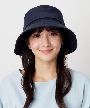 MOONBAT 【洗える】FURLA(フルラ) シャンブレー中つばダウンハット ネイビーブルー