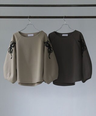 Green Parks ■ＥＳＣＡＲ　リボンコード刺繍プルオーバー Charcoal Gray