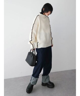 Green Parks ・Ｐｅｔｉｔ　Ｆｌｅｕｒ　ハイショクパイピングニット Off White