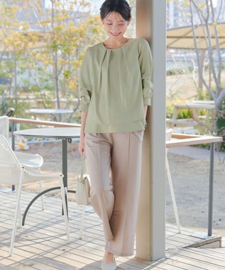 Tiaclasse つまみタック袖レイヤードブラウス ミント