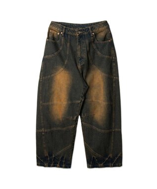 WEGO スーパービッグバレルレッグデニムパンツ デニム中濃加工色