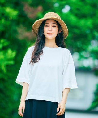 石田製帽 ペーパーブレードミックス　ワイドカサブランカ ベージュミックス