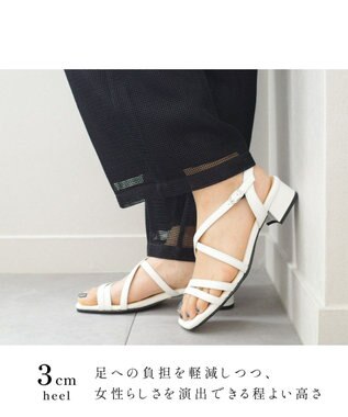 Pointer 日本製 本革ラインストラップサンダル オフホワイト