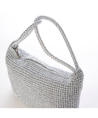 UNBILLION カシュカシュ cachecache / 2wayハンドルメタリックコード編みトートバッグ シルバー