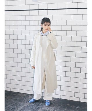 earth music&ecology 着流しロングトレンチ Ecru