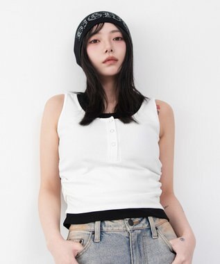 WEGO 【カップ付き】レイヤードデザインカップインタンク ホワイト