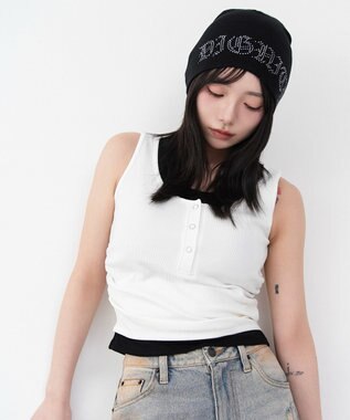 WEGO 【カップ付き】レイヤードデザインカップインタンク ホワイト