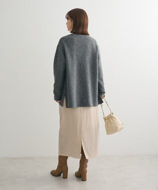 Green Parks Ｖネック畦編みニットカーディガン Gray Mixture