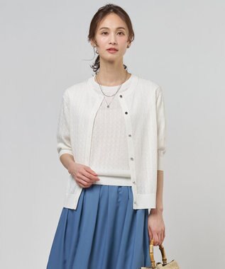 J.PRESS LADIES S Vis/Peスパーク クルーネック カーディガン