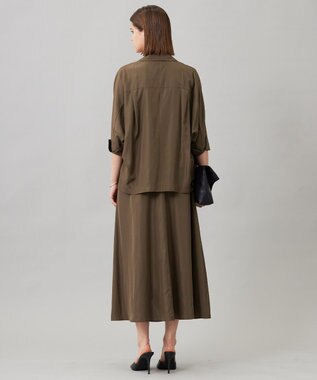 ICB 【接触冷感・UVケア・速乾・洗える】シルクエステルタフタ ブラウスジャケット カーキ系