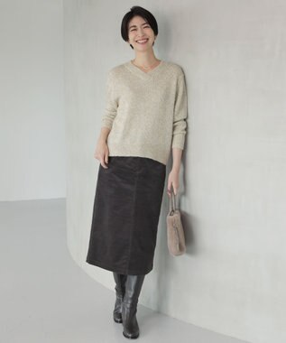 J.PRESS LADIES 【洗える】ハイブリッドAIRDUROY スカート グレー系