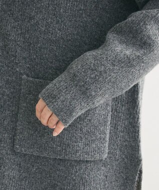 Green Parks Ｖネック畦編みニットカーディガン Gray Mixture