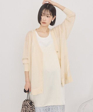 AMERICAN HOLIC メタルボタンシアーVネックカーディガン Ivory