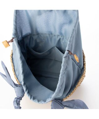 UNBILLION カシュカシュ cachecache / 下がりリボン柄編みトートバッグ ブルー