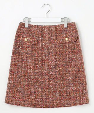自由区 ラメノットファンシーツイード スカート オレンジ系
