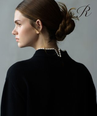 23区 【R(アール)】マイクロンメリノウール パールトリム ニット ブラック系