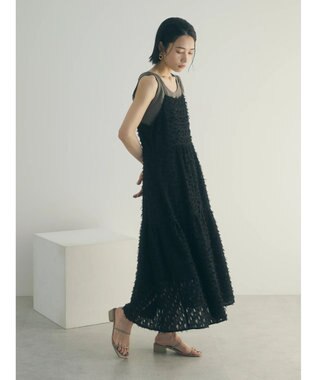 Green Parks armonia.フェザージャガードキャミワンピース Black