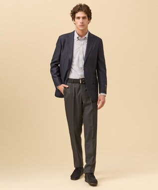 J.PRESS MEN 【洗える / 高通気性 / ストレッチ性 / 防シワ】バーズアイスラックス / ノータック グレー系