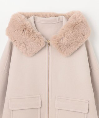 GRACE CONTINENTAL フードファーリバーポンチョ ベージュ