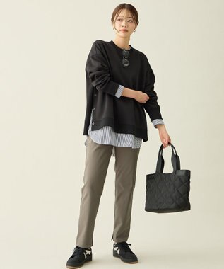 ANY L サイドドットダンボールトレーナー ブラック