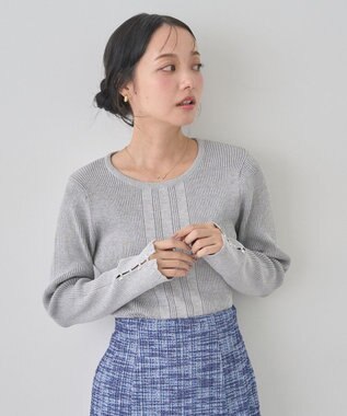 earth music&ecology パール＆ビジュースリーブプルオーバー Light Gray