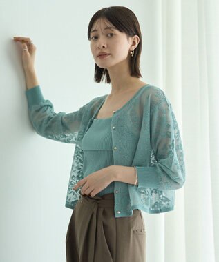 YECCA VECCA 【2点SET】インナーセットレース柄カーディガン