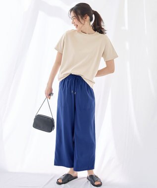 ANY 【新色追加/洗濯機可/ウエストゴム/接触冷感/UVケア/6色展開】清涼リラックスパンツ ブルー