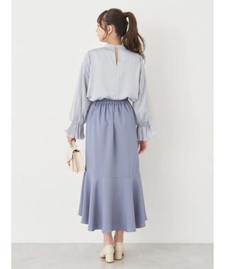 earth music&ecology チュール袖スタンドカラートップス Grayish Blue