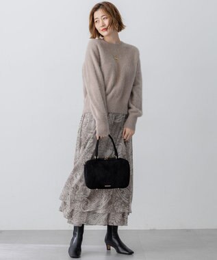 23区 フォックスカシミヤファー ショート丈 ニット ブラウン系