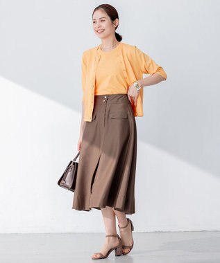 組曲 【洗える・涼感】シアーボイル スカート ダークブラウン系