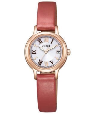 CITIZEN 【クラシカルなソーラーテックモデル】小ぶりなケースに赤いバンドがアクセントの腕時計 ピンクゴールド