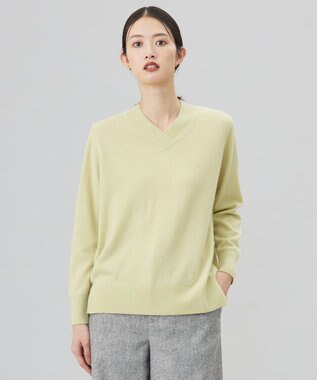 J.PRESS LADIES 【洗える】CASHMERE BLEND Vネック プルオーバーニット ピスタチオ系