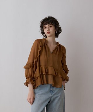 GRACE CONTINENTAL シフォンフレアブラウス