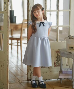 組曲 KIDS 【110-140㎝】レーシージャケット＆ワンピース セット サックスブルー系