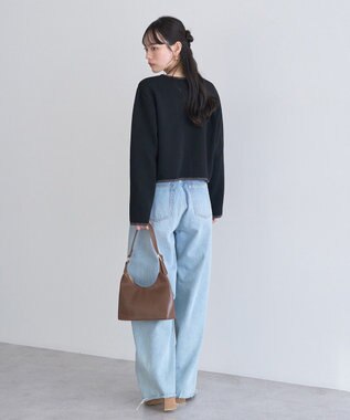 earth music&ecology フラワーモチーフニットカーディガン Black