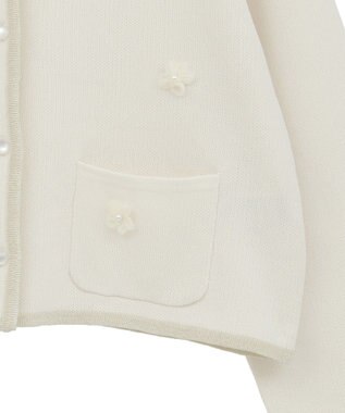 earth music&ecology フラワーモチーフニットカーディガン Ivory