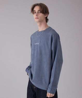 WEGO 【ユニセックス着用ITEM/2点SET/MLサイズ展開】アクセ付きフェイクスウェードプルオーバー サックス