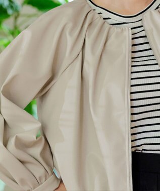 Tiaclasse 【洗える】ソフトフェイクレザージップブルゾン ライトベージュ